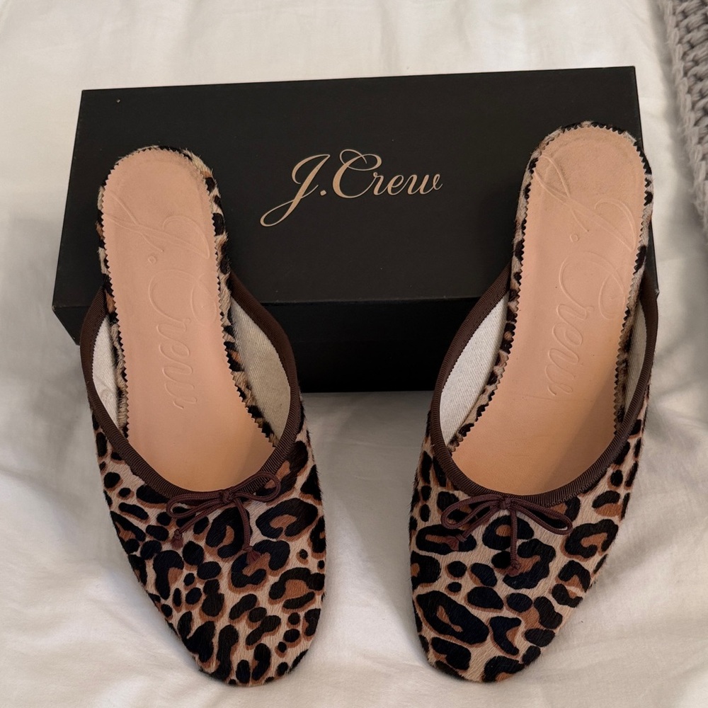 J. Crew Brown Leopard Print Slippers